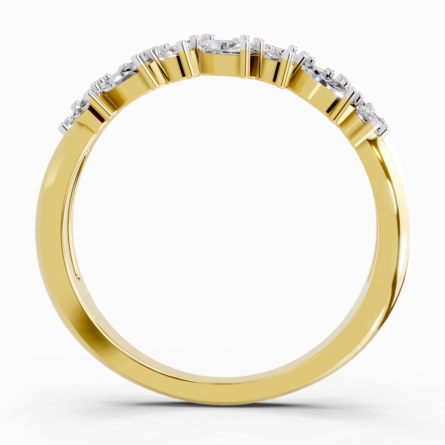 0.7 Ct Marquise And Round Cluster Ring | 14K Yellow Gold