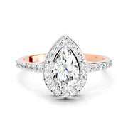 1.22 Ct Pear Halo Diamond Engagement Ring | 14K Rose Gold