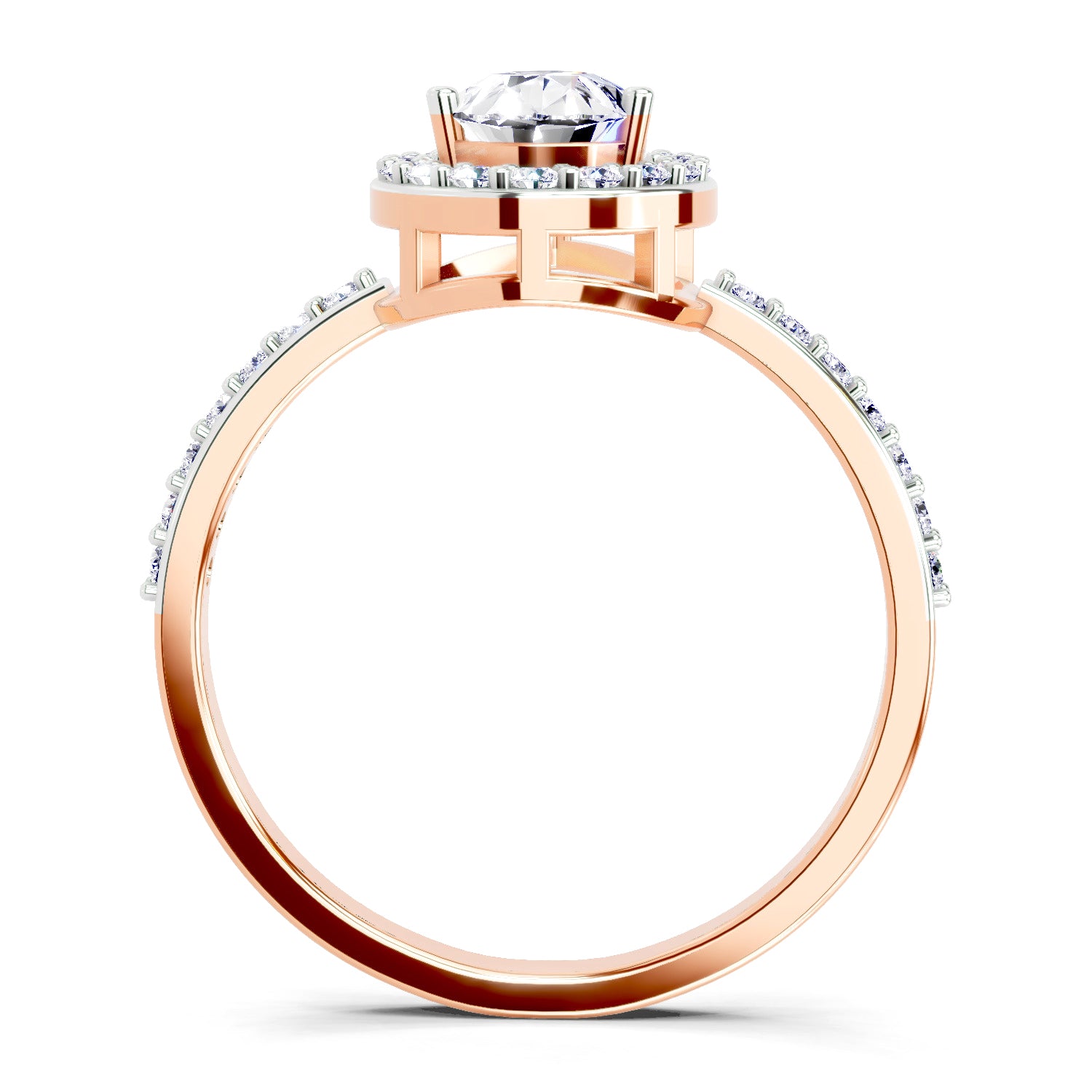 1.22 Ct Pear Halo Diamond Engagement Ring | 14K Rose Gold