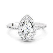 1.22 Ct Pear Halo Diamond Engagement Ring | 14K White Gold
