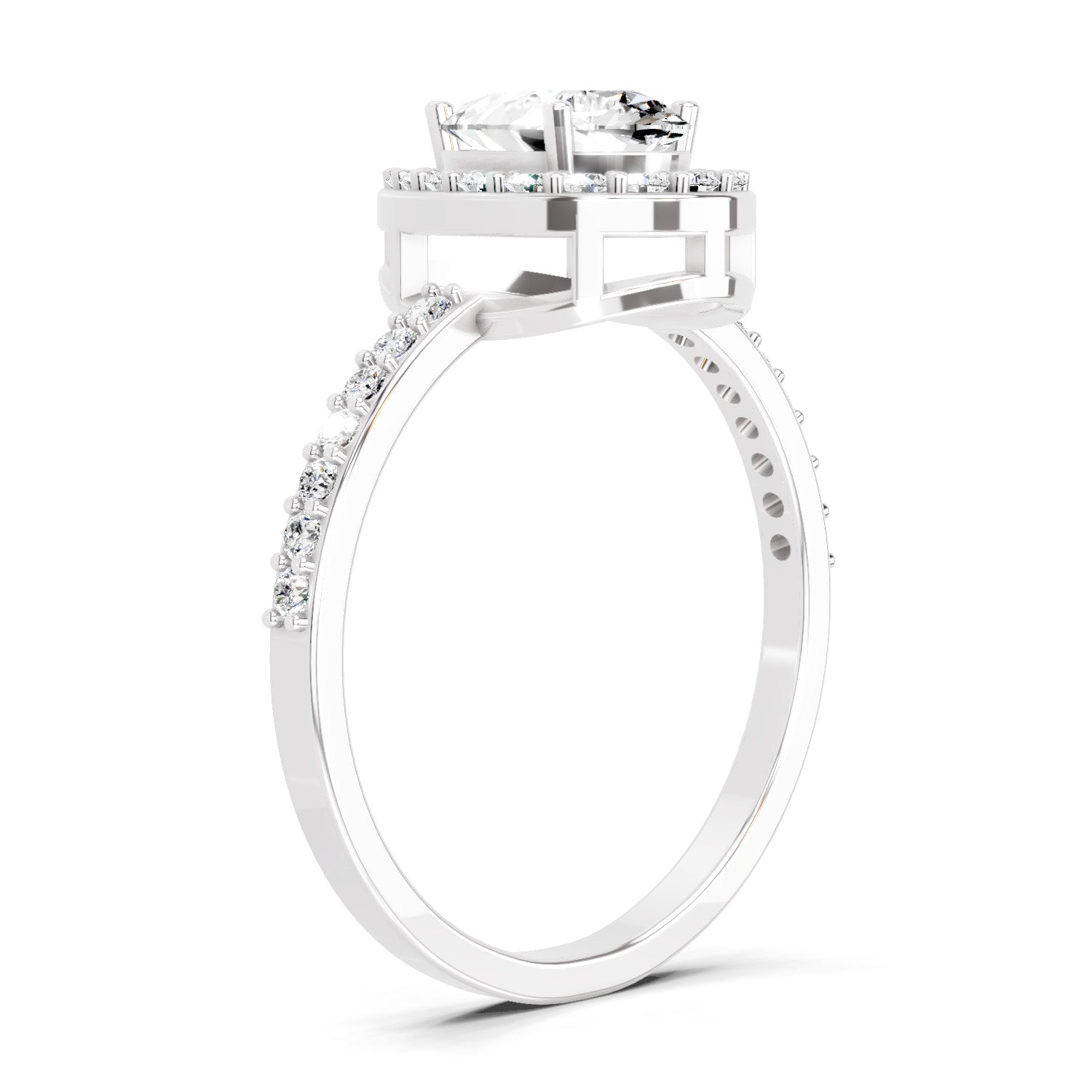 1.22 Ct Pear Halo Diamond Engagement Ring | 14K White Gold