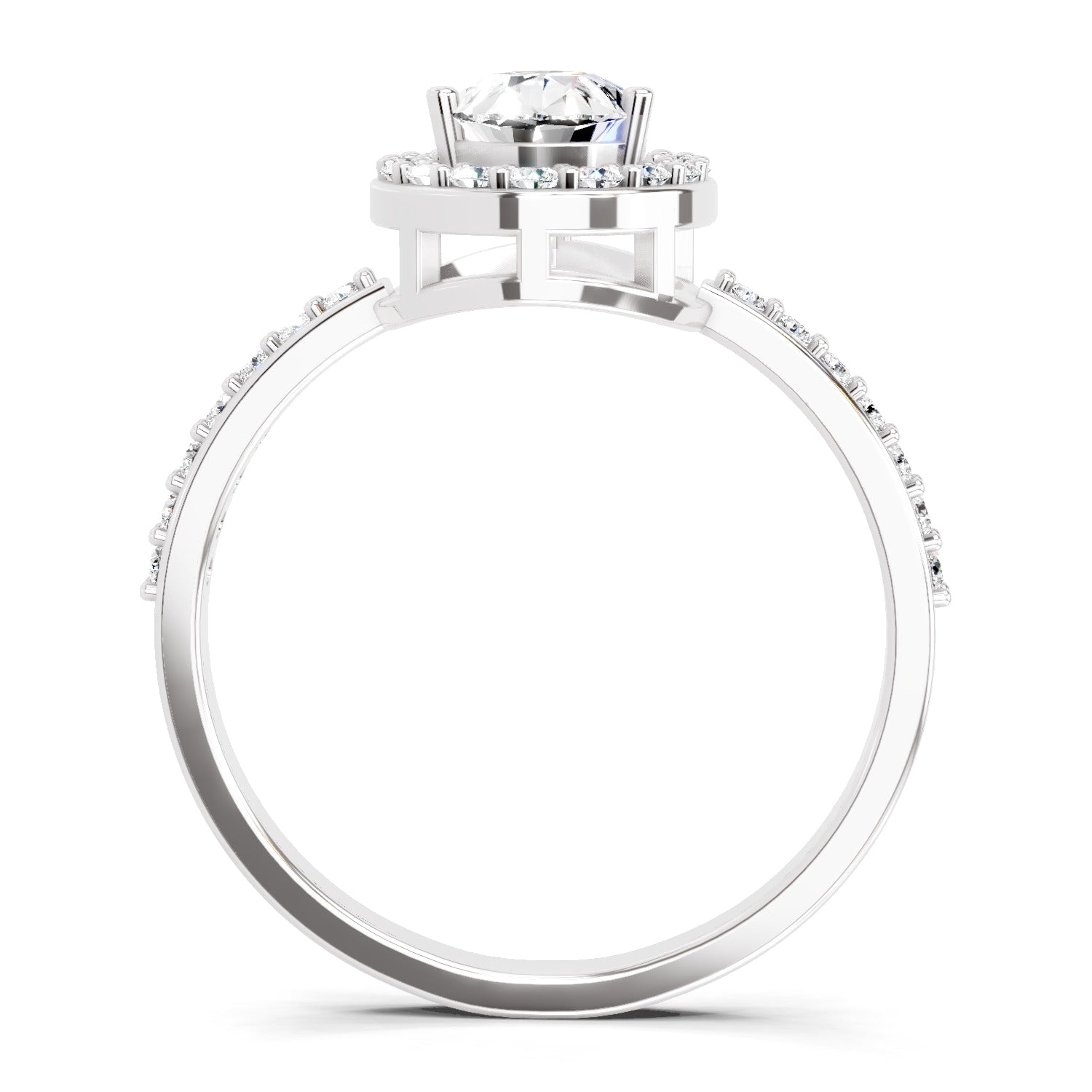 1.22 Ct Pear Halo Diamond Engagement Ring | 14K White Gold