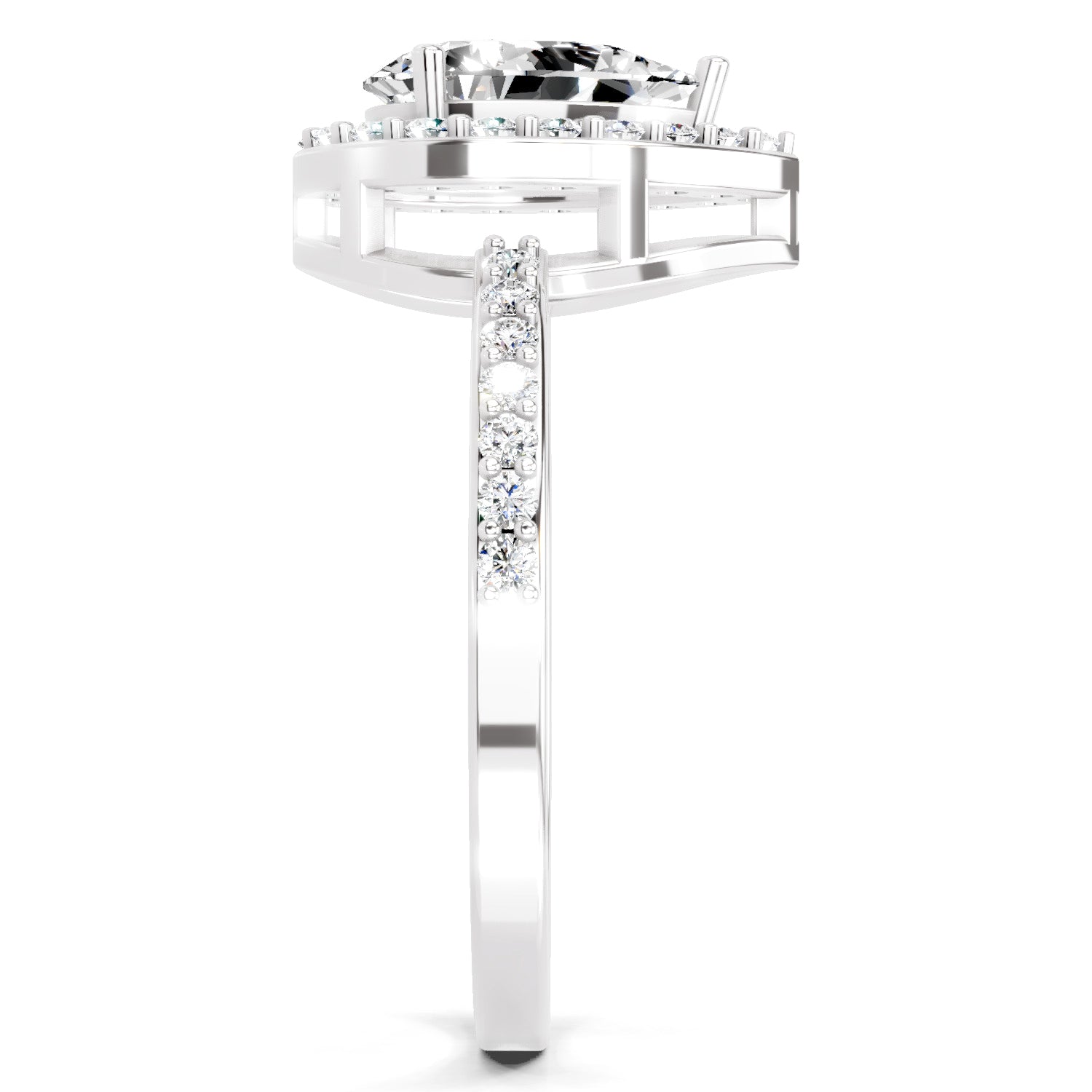 1.22 Ct Pear Halo Diamond Engagement Ring | 14K White Gold