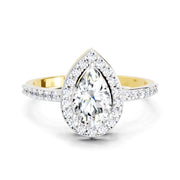 1.22 Ct Pear Halo Diamond Engagement Ring | 14K Yellow Gold