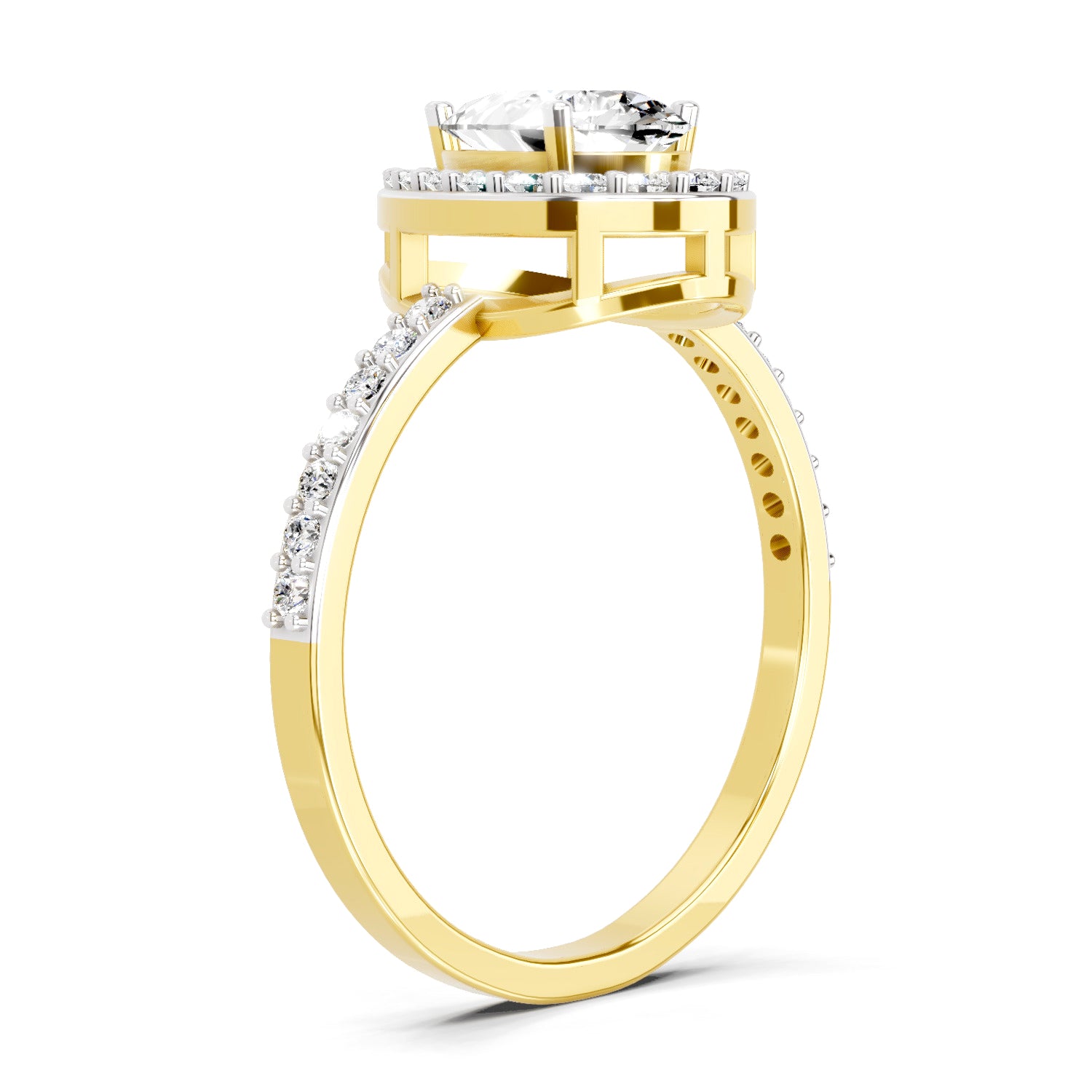 1.22 Ct Pear Halo Diamond Engagement Ring | 14K Yellow Gold