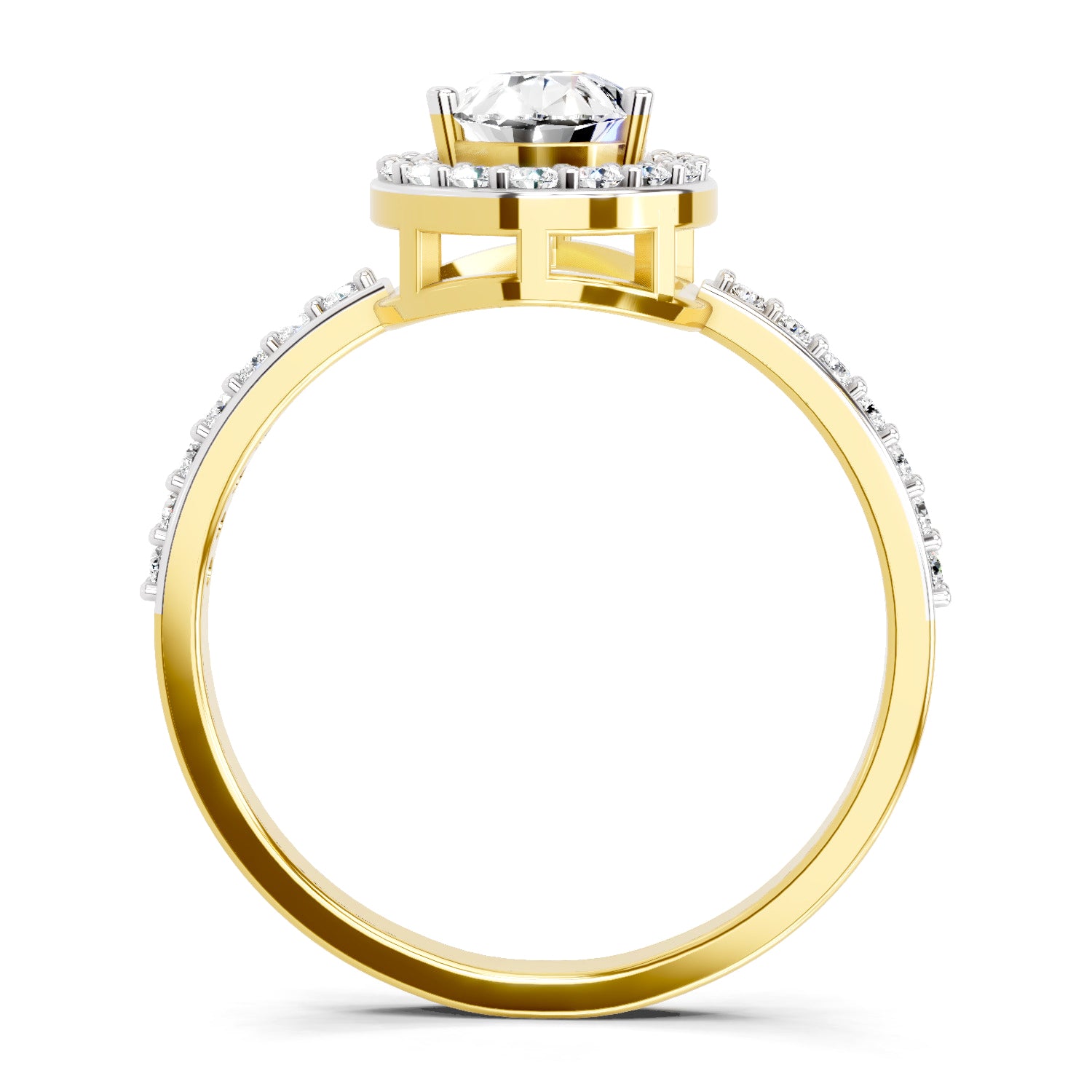 1.22 Ct Pear Halo Diamond Engagement Ring | 14K Yellow Gold