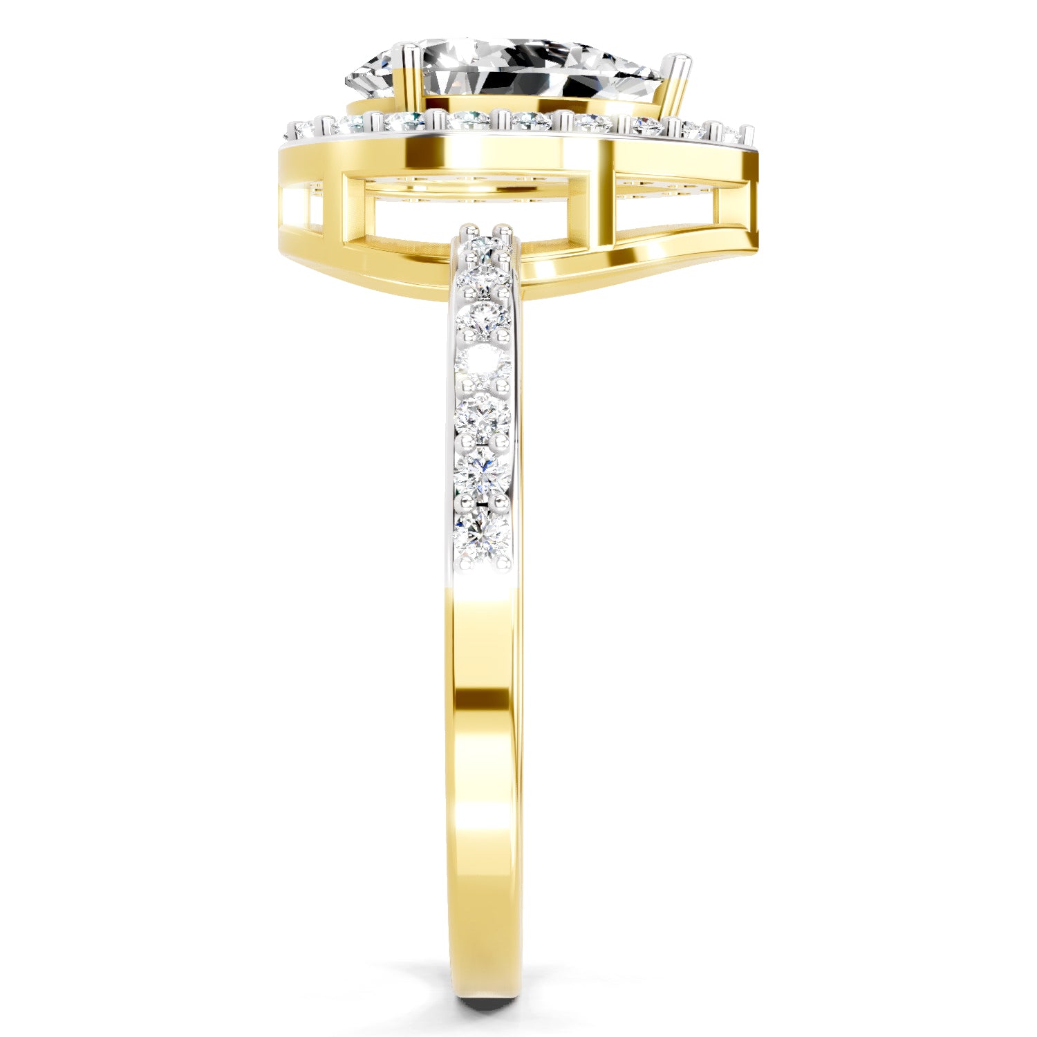1.22 Ct Pear Halo Diamond Engagement Ring | 14K Yellow Gold