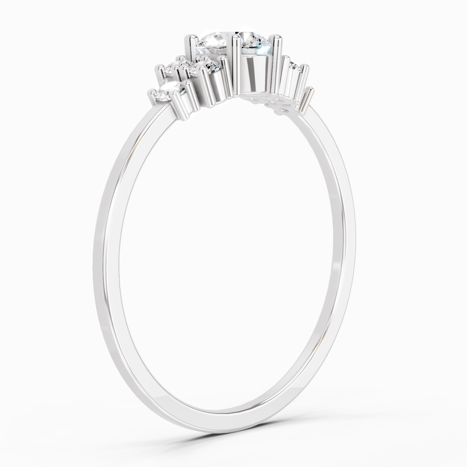 Sparkles Lab Grown Diamond 0.38 Carat Round Shape Cluster Ring| 14K White Gold