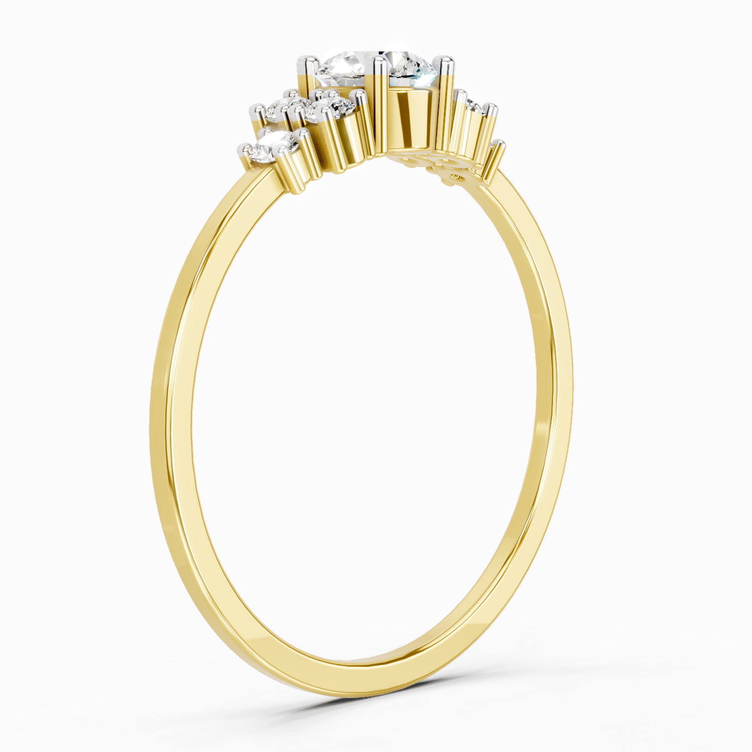 Sparkles Lab Grown Diamond 0.38 Carat Round Shape Cluster Ring| 14K Yellow Gold