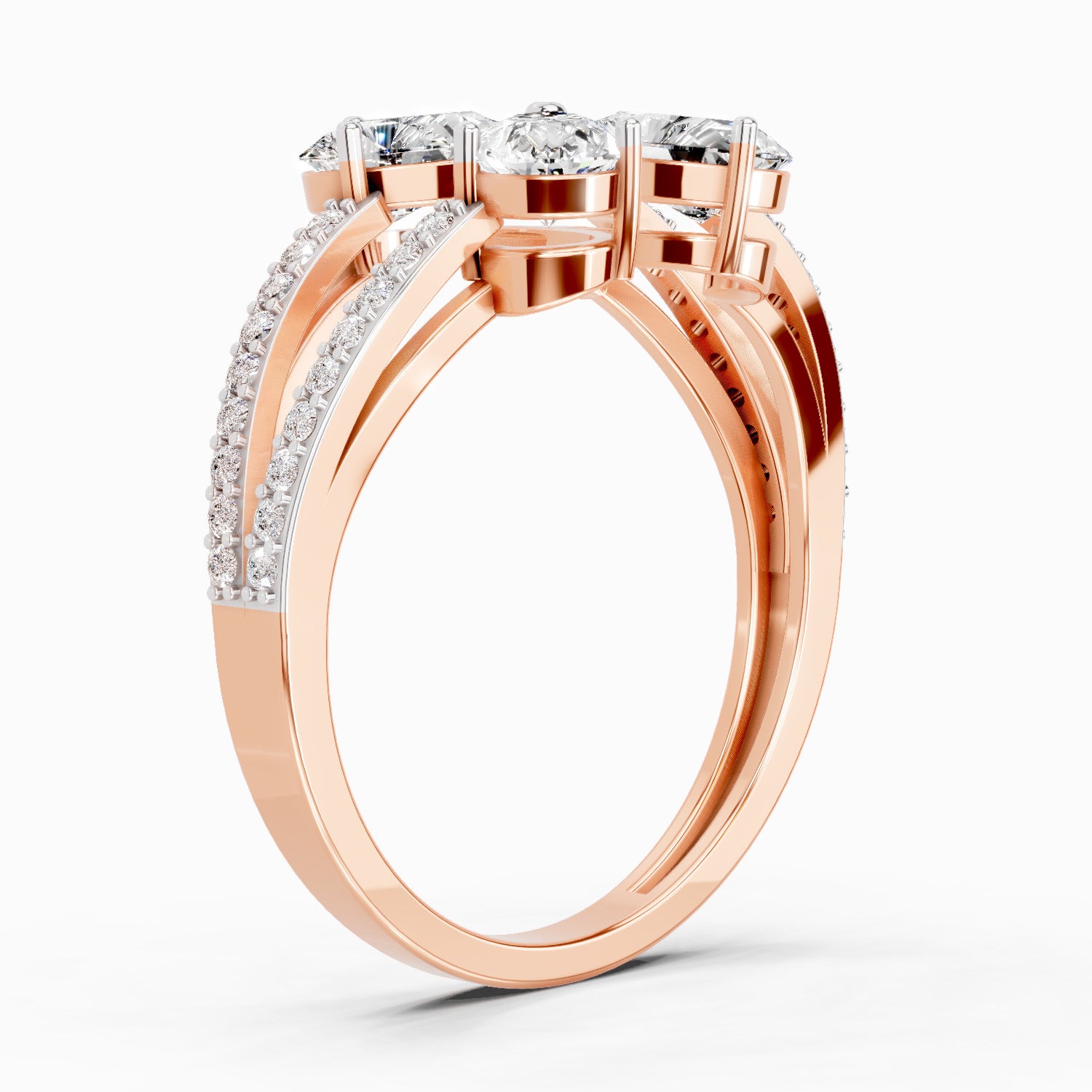 1.38 Ct Pear Shape Diamond Clover Ring | 14K Rose Gold