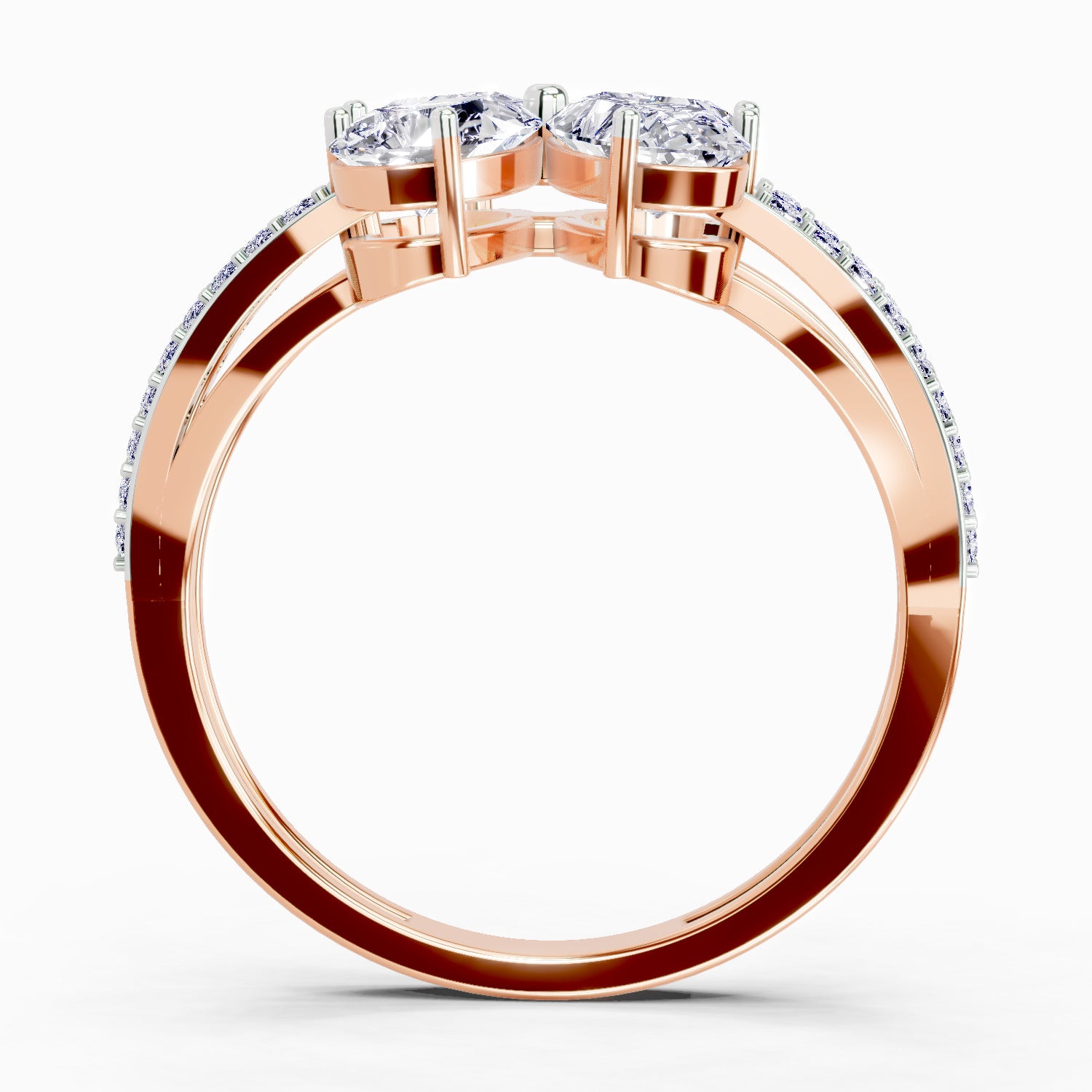 1.38 Ct Pear Shape Diamond Clover Ring | 14K Rose Gold