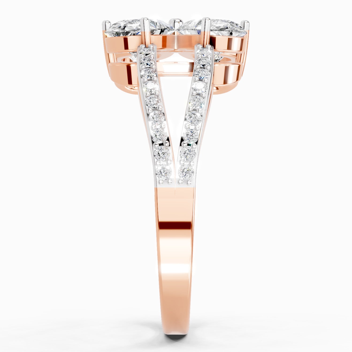 1.38 Ct Pear Shape Diamond Clover Ring | 14K Rose Gold