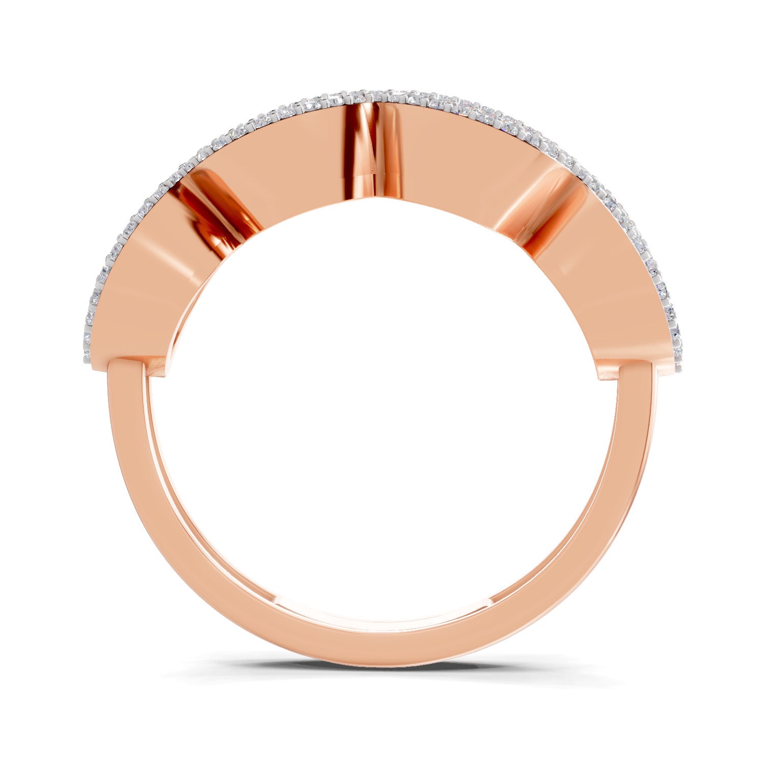 1.64 Carat Oval Shape Halo Wave Engagement Ring | 14K Rose Gold