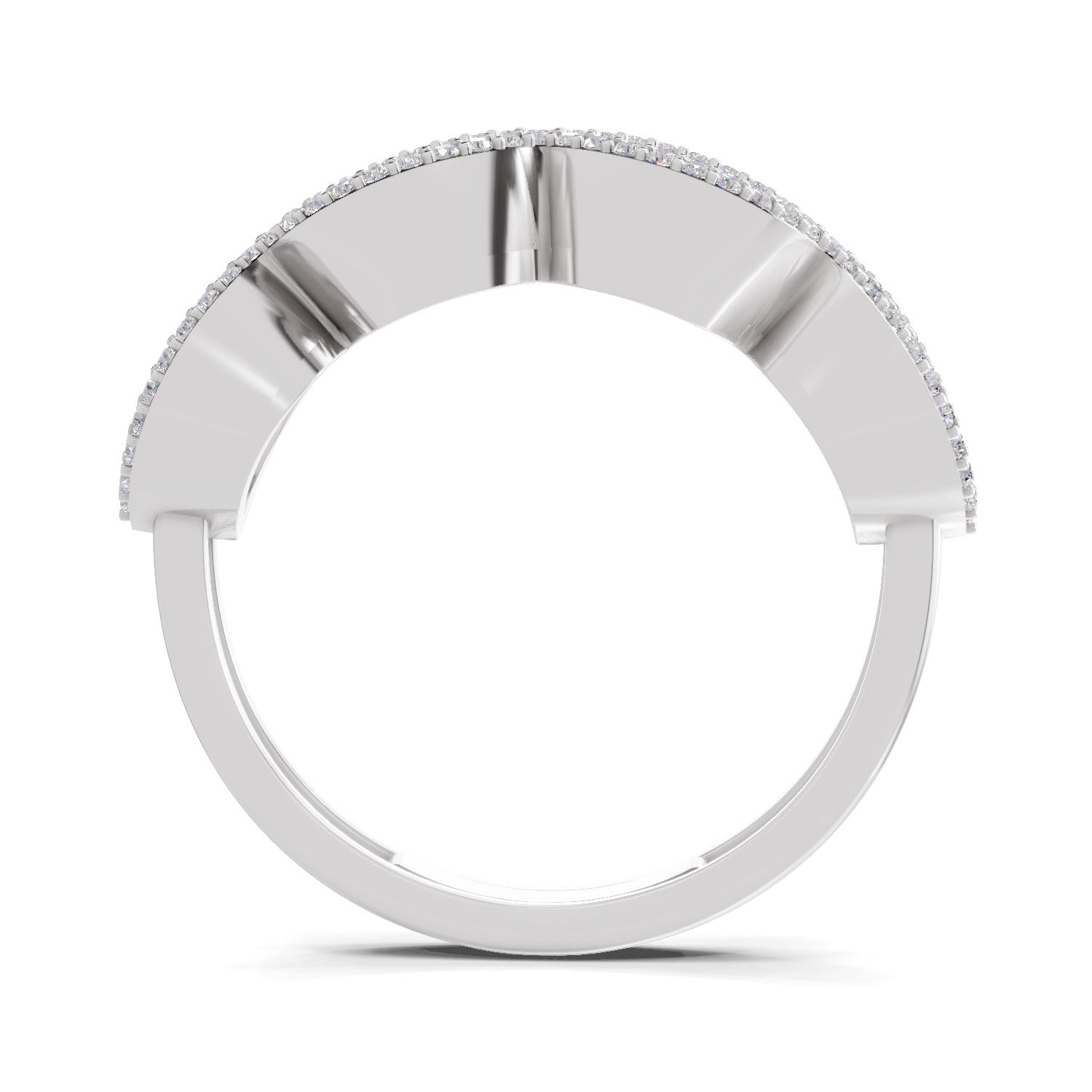 1.64 Carat Oval Shape Halo Wave Engagement Ring | 14K White Gold