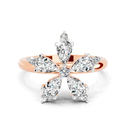 1.61 Ct Pear Shape Floral Diamond Ring | 14K Rose Gold