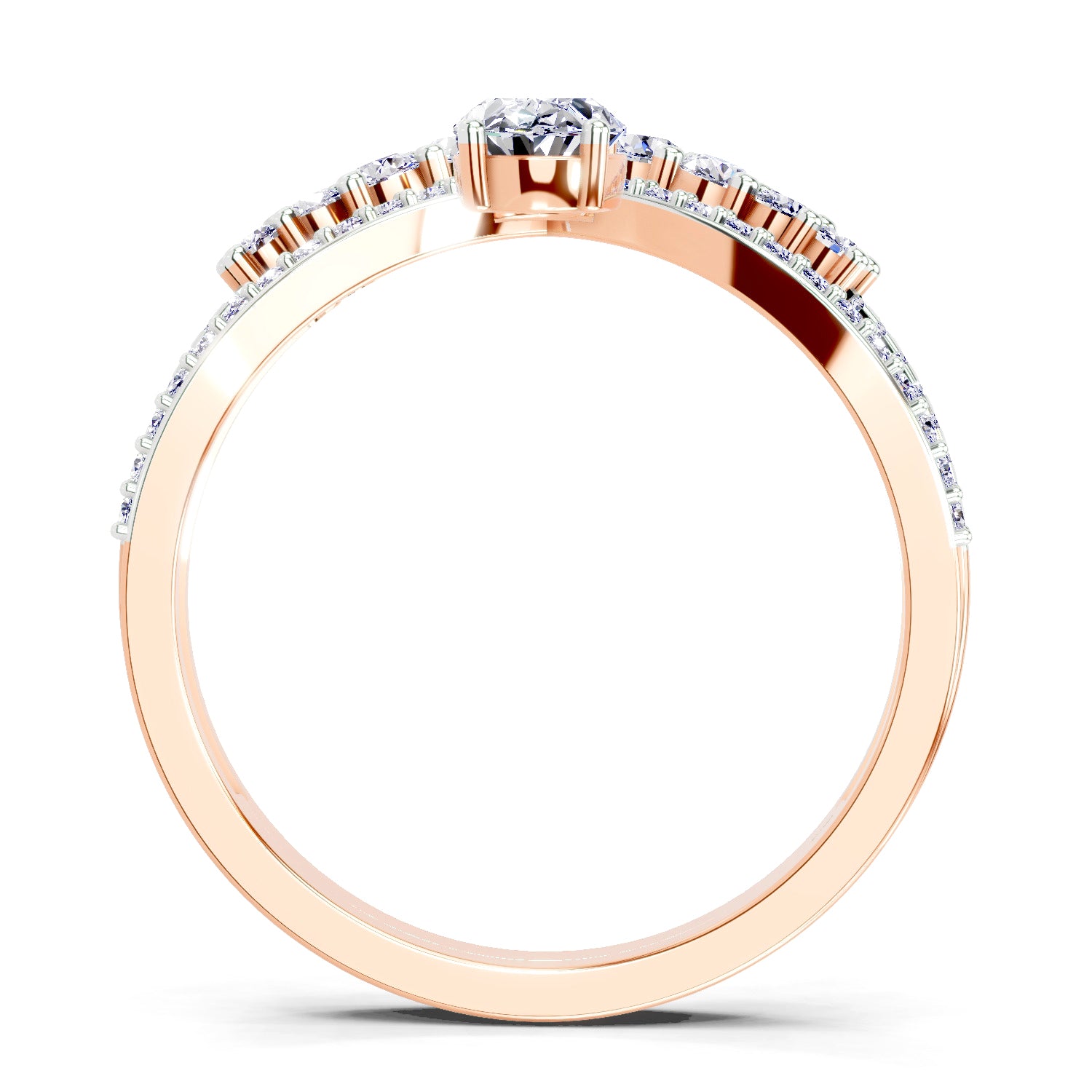 0.82 Ct Oval Diamond Crown Ring Set | 14K Rose Gold