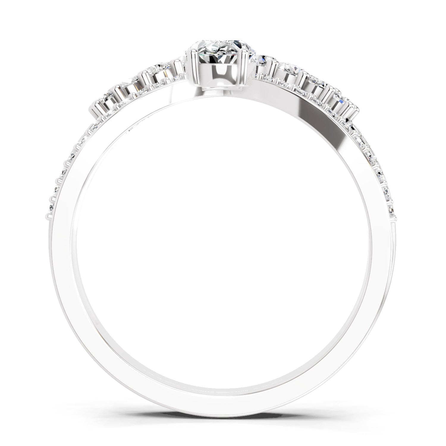 0.82 Ct Oval Diamond Crown Ring Set | 14K White Gold