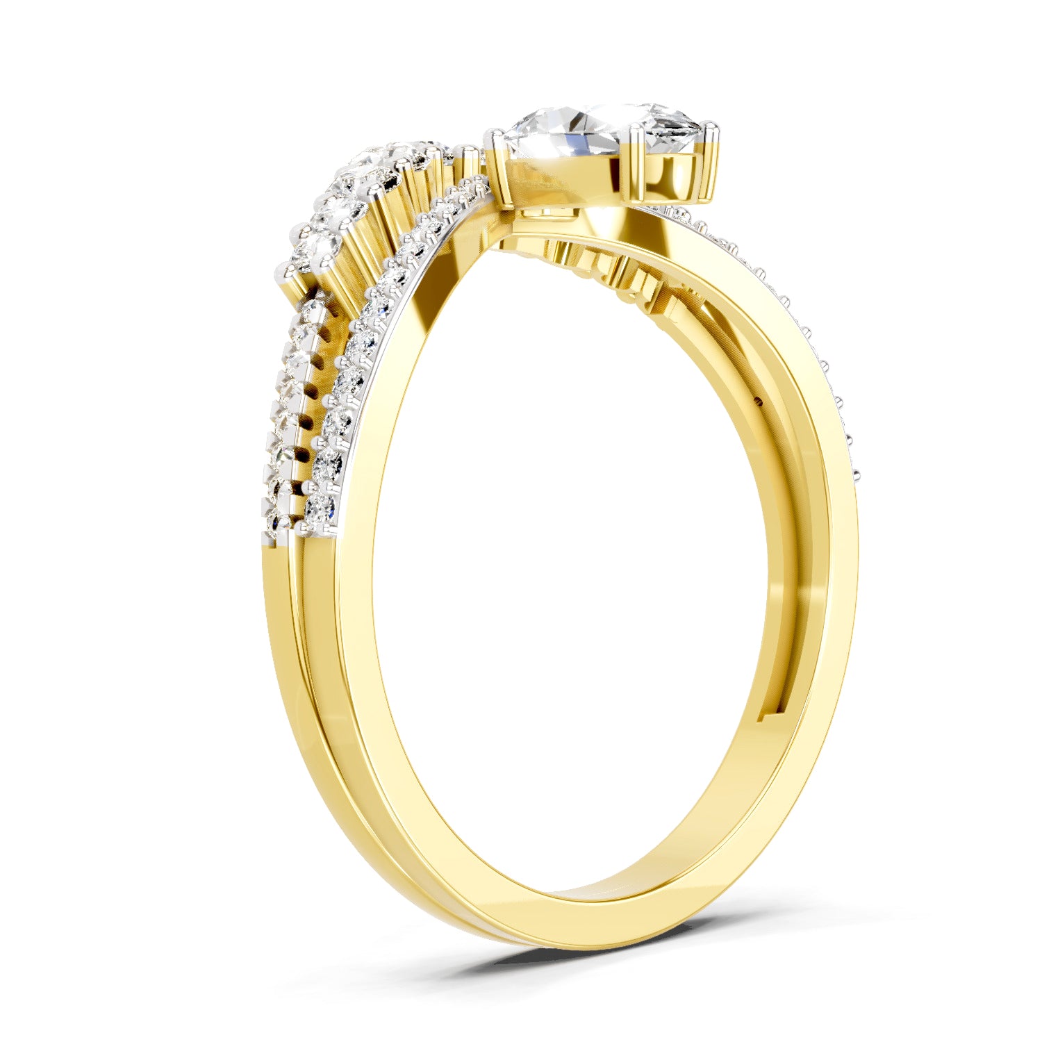 0.82 Ct Oval Diamond Crown Ring Set | 14K Yellow Gold