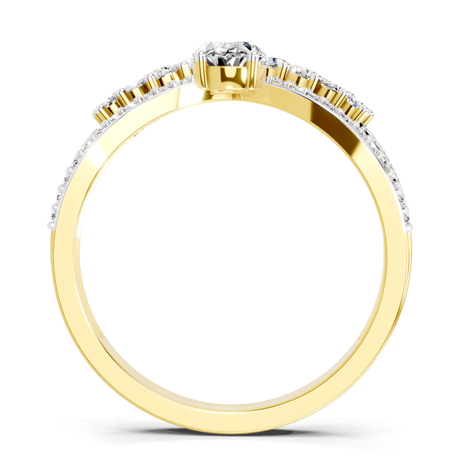 0.82 Ct Oval Diamond Crown Ring Set | 14K Yellow Gold