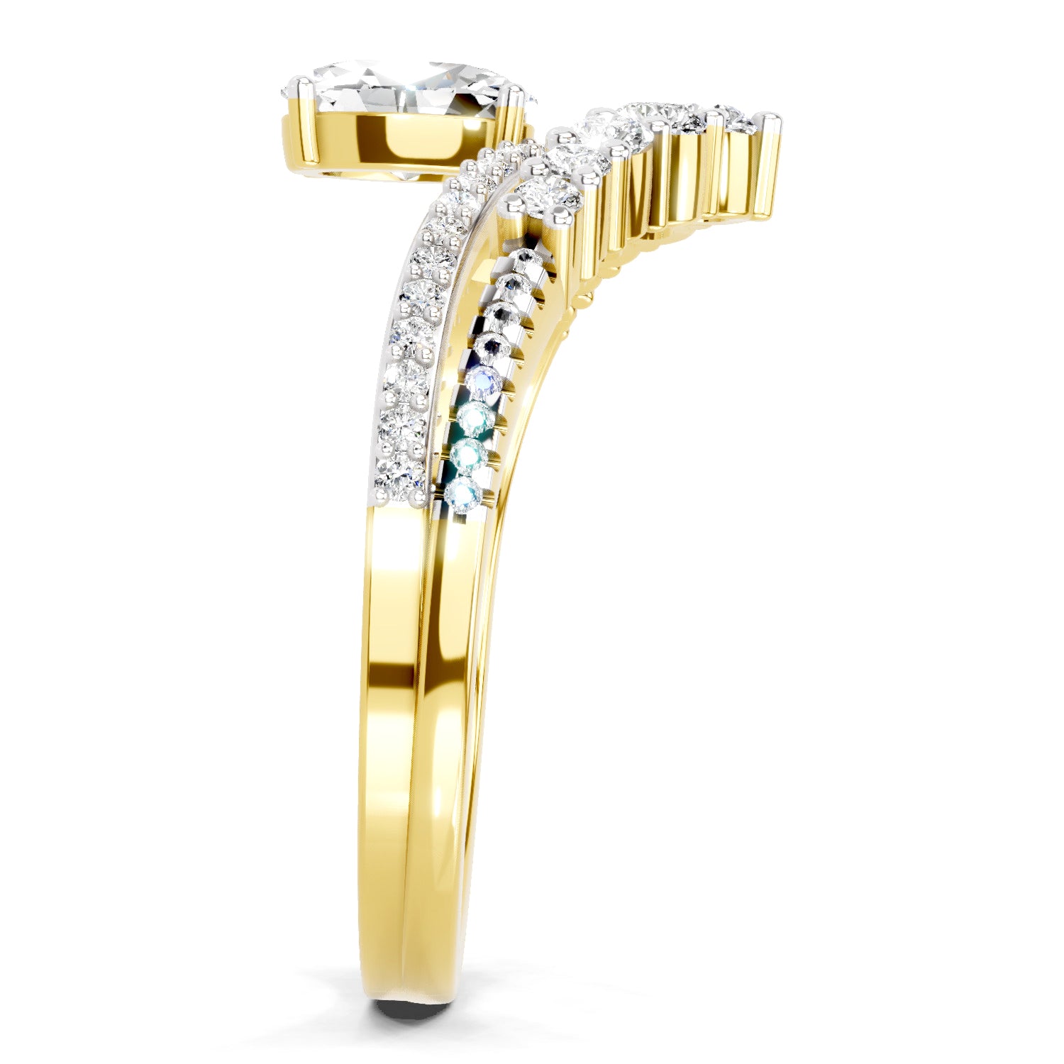 0.82 Ct Oval Diamond Crown Ring Set | 14K Yellow Gold