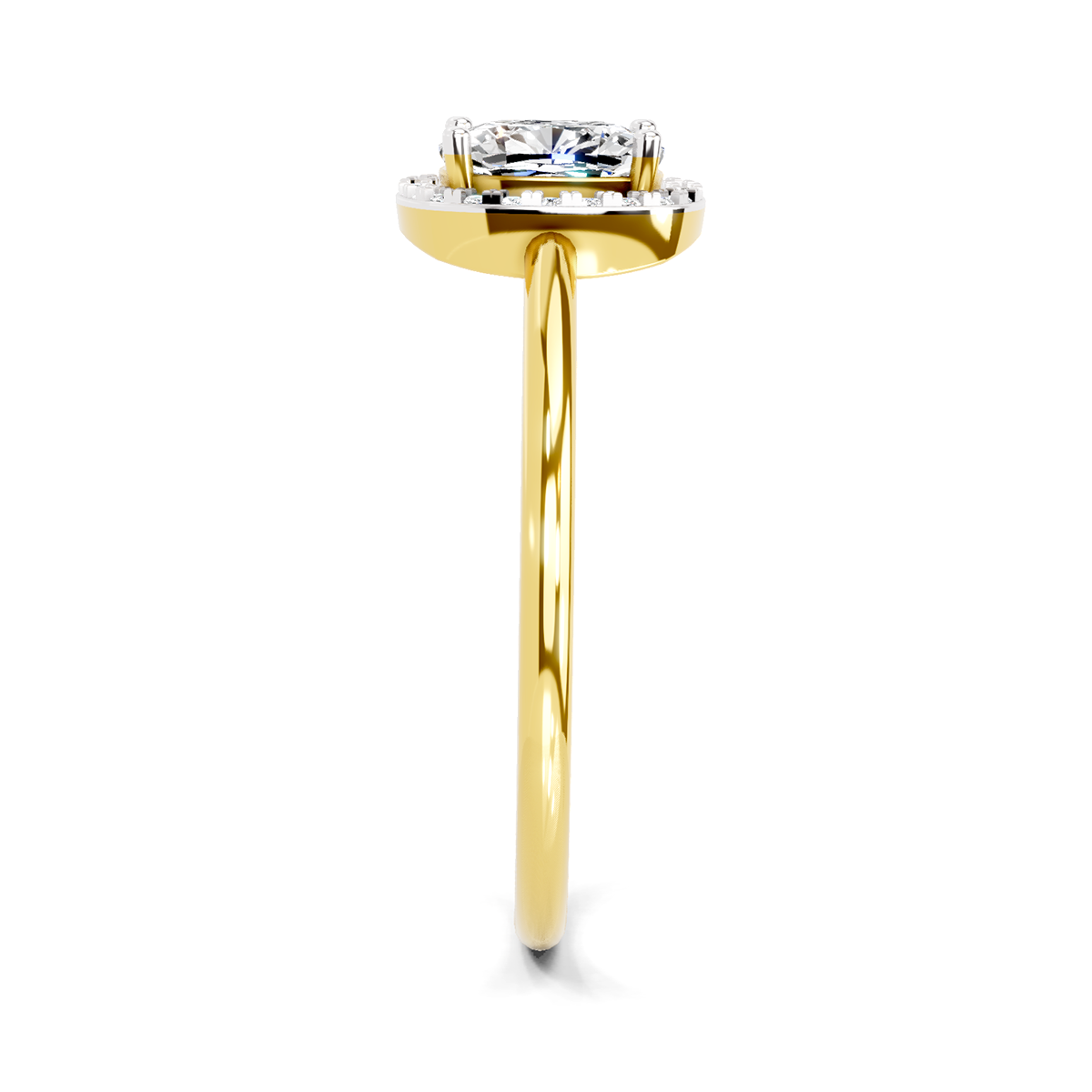 1.37 Ct Cushion Halo | 14K Yellow Gold