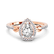 0.62 Carat Pear Shape Halo Engagement Ring | 14K Rose Gold