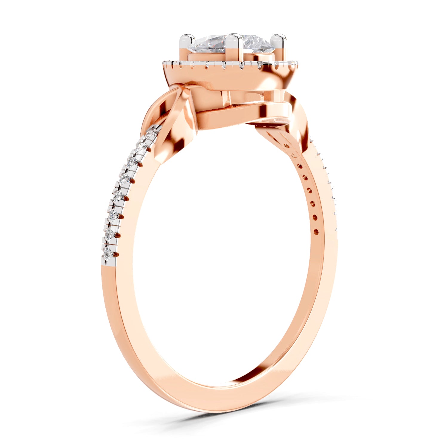 0.62 Carat Pear Shape Halo Engagement Ring | 14K Rose Gold