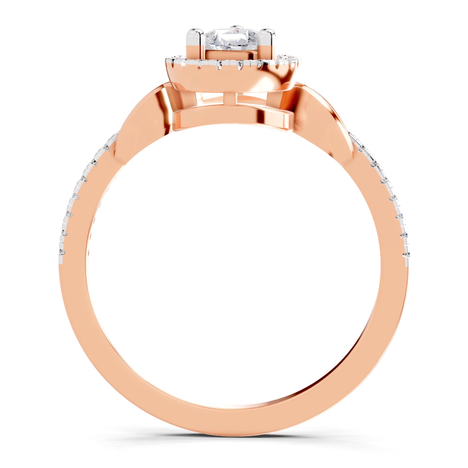 0.62 Carat Pear Shape Halo Engagement Ring | 14K Rose Gold