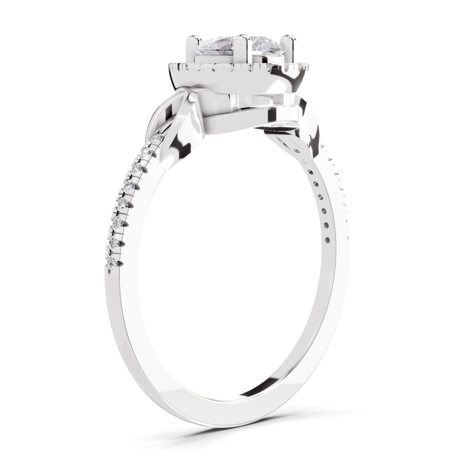 0.62 Carat Pear Shape Halo Engagement Ring | 14K White Gold