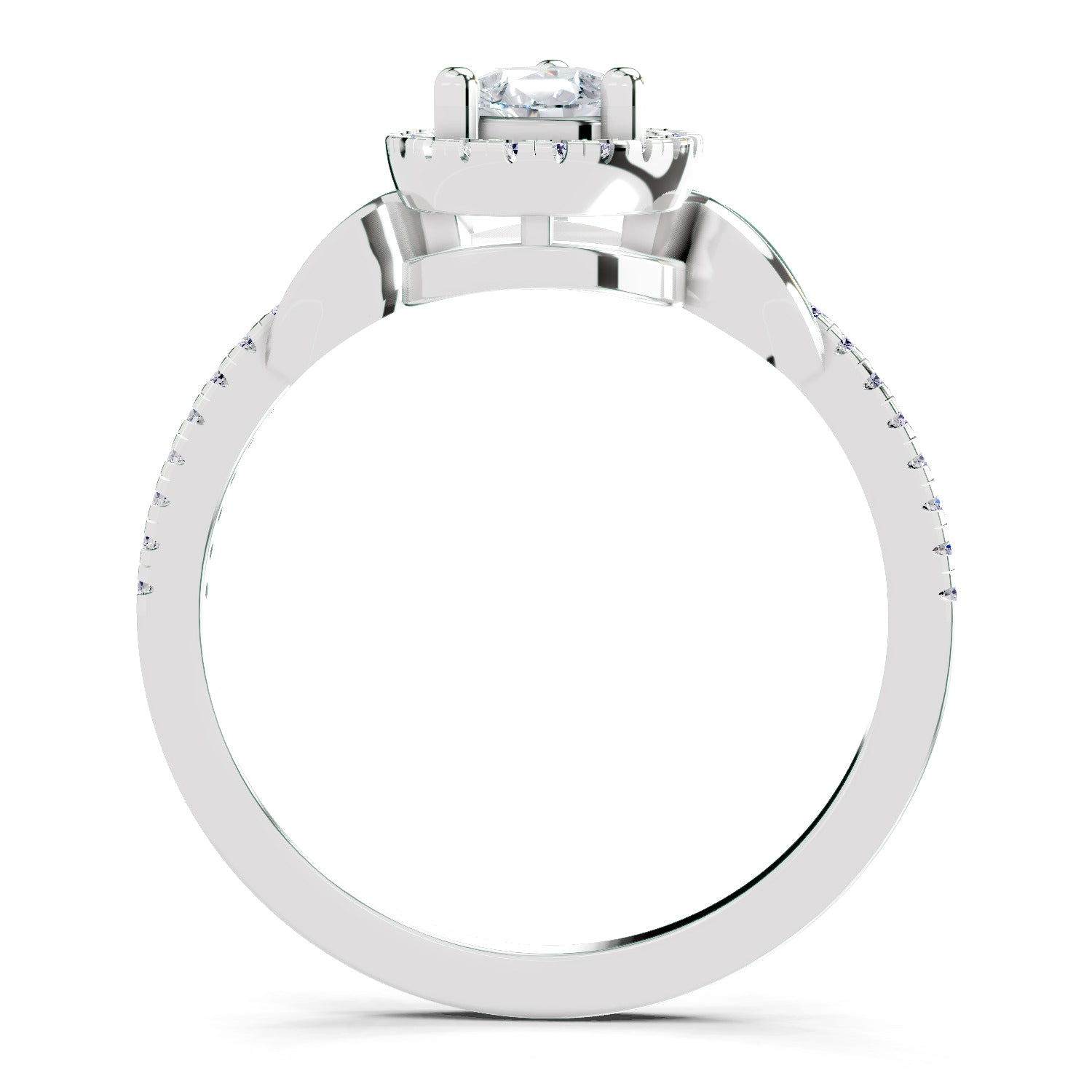 0.62 Carat Pear Shape Halo Engagement Ring | 14K White Gold