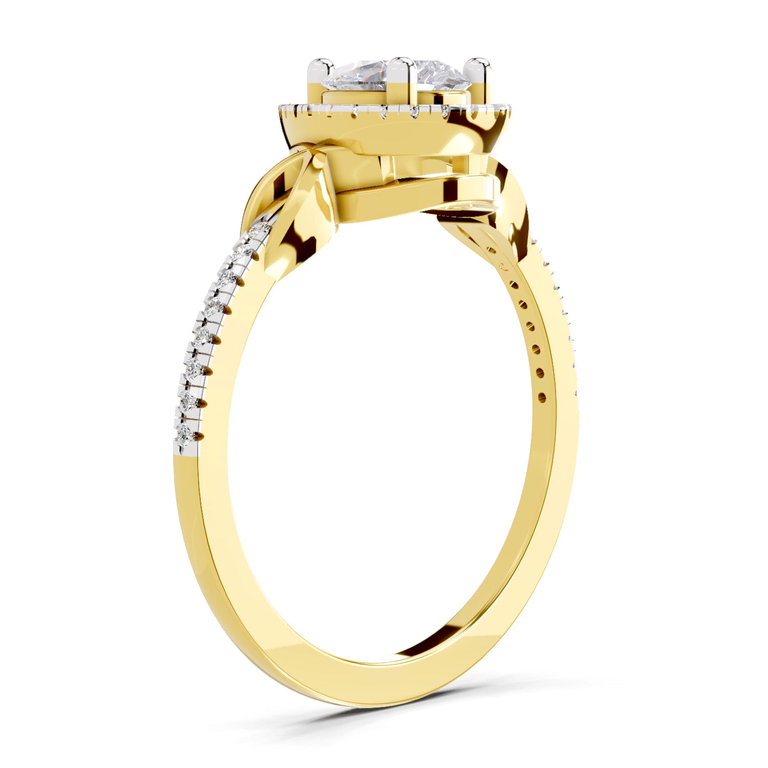 0.62 Carat Pear Shape Halo Engagement Ring | 14K Yellow Gold