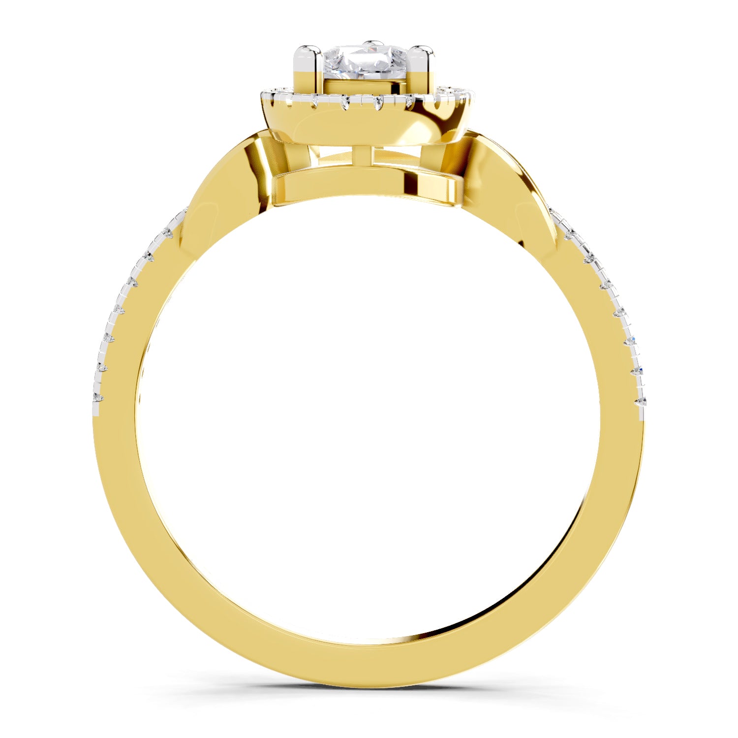 0.62 Carat Pear Shape Halo Engagement Ring | 14K Yellow Gold