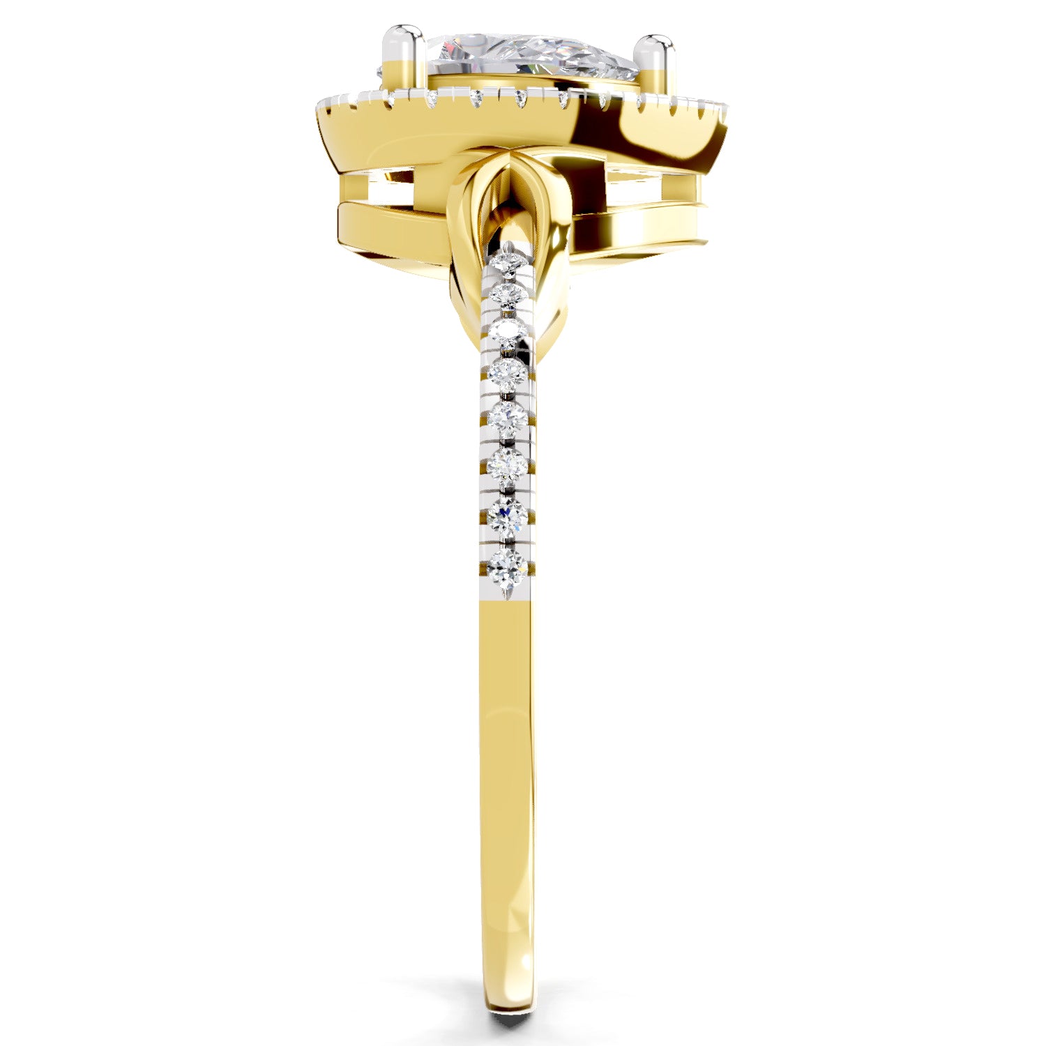 0.62 Carat Pear Shape Halo Engagement Ring | 14K Yellow Gold