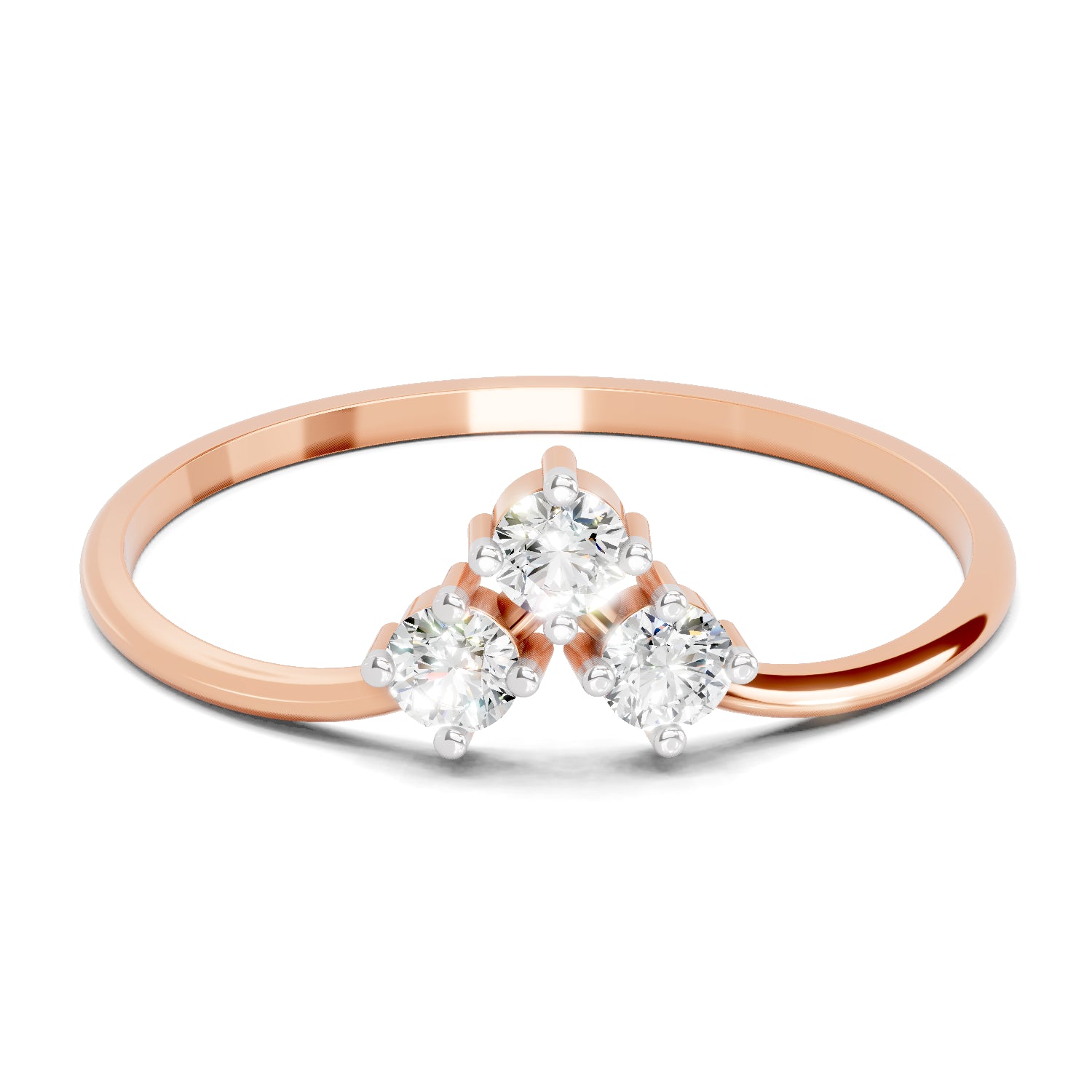 0.18 Carat Trinity Diamond Engagement Ring | 14K Rose Gold