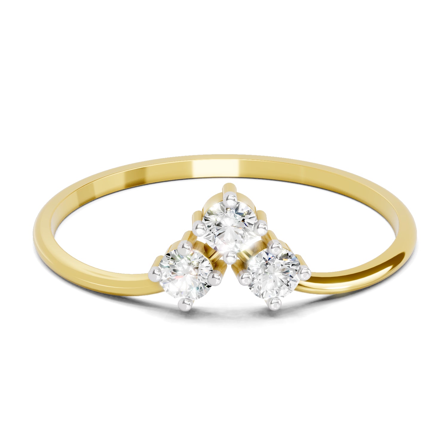 0.18 Carat Trinity Diamond Engagement Ring | 14K Yellow Gold