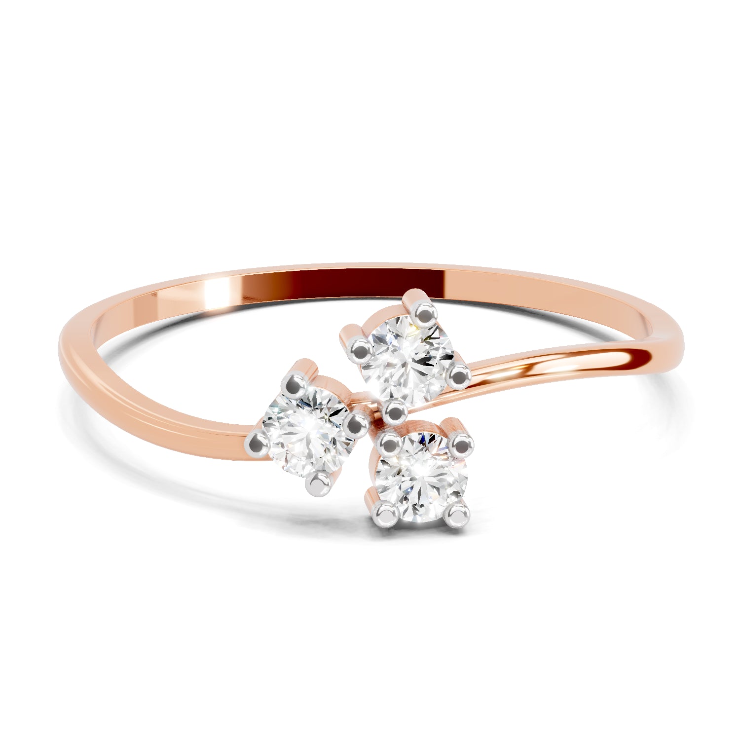 0.18 Carat Threefold Diamond Engagement Ring | 14K Rose Gold