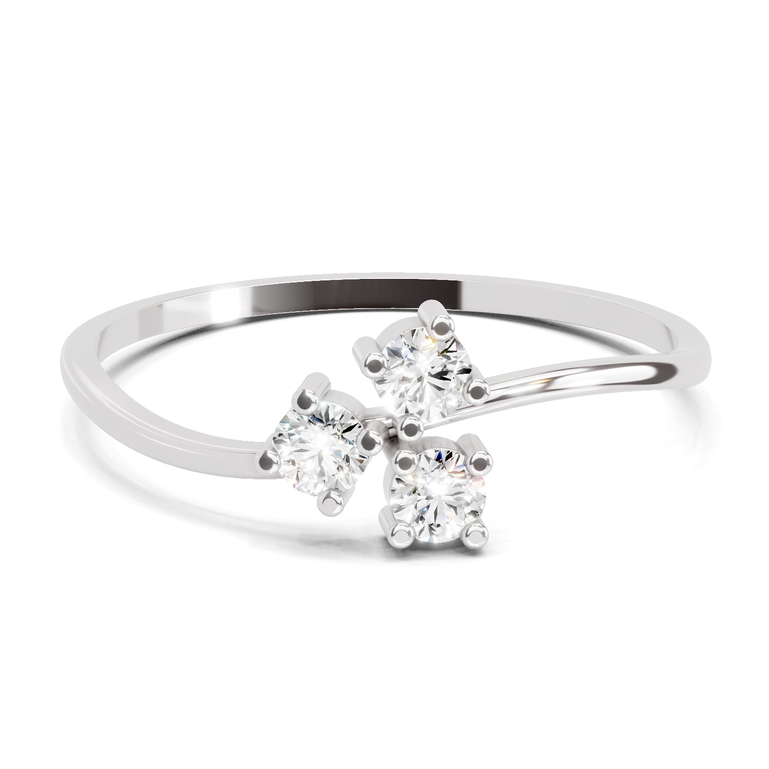 0.18 Carat Threefold Diamond Engagement Ring | 14K White Gold