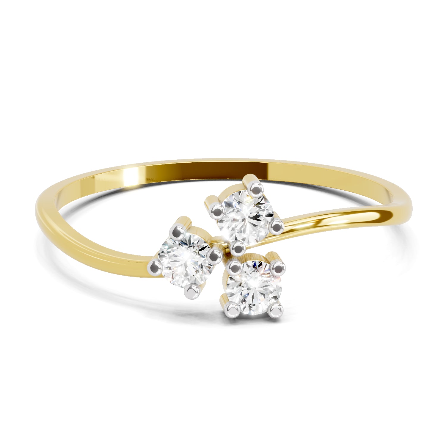 0.18 Carat Threefold Diamond Engagement Ring | 14K Yellow Gold