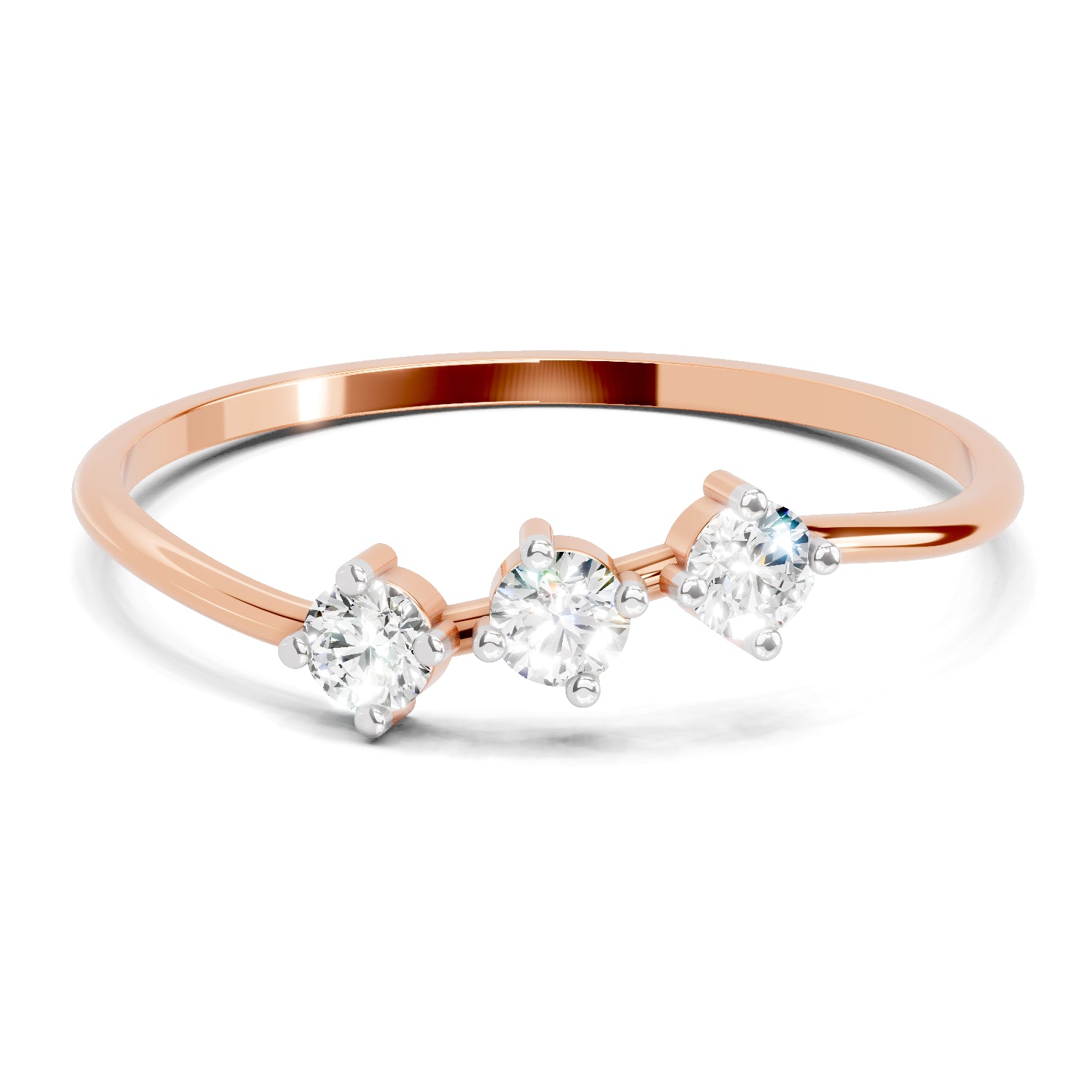 0.18 Carat Trinity Gleam Diamond Engagement Ring | 14K Rose Gold
