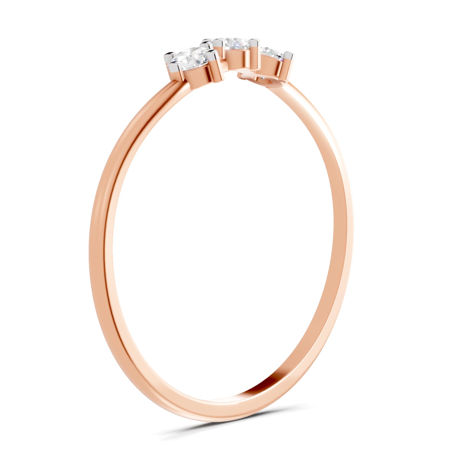 0.18 Carat Trinity Gleam Diamond Engagement Ring | 14K Rose Gold