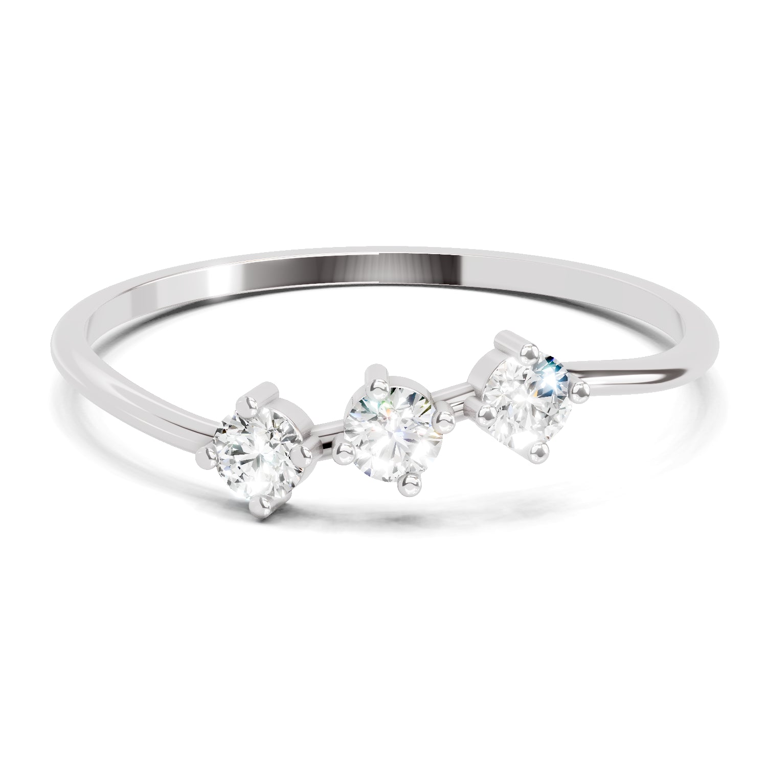 0.18 Carat Trinity Gleam Diamond Engagement Ring | 14K White Gold