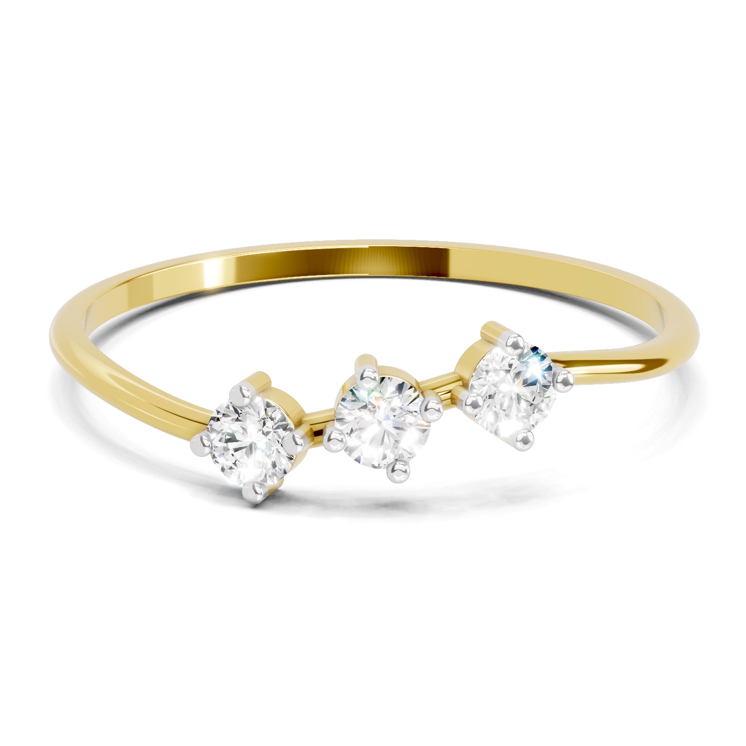 0.18 Carat Trinity Gleam Diamond Engagement Ring | 14K Yellow Gold