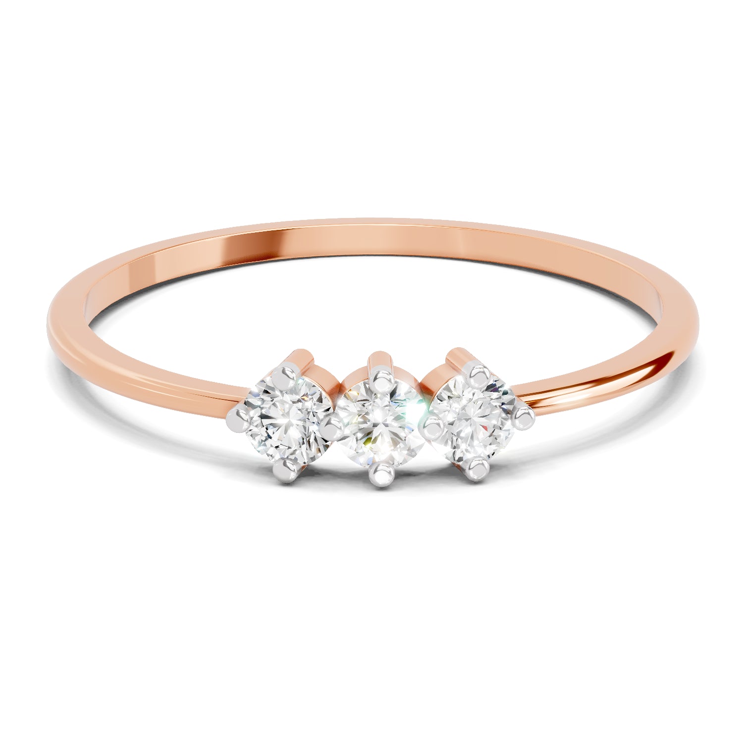 0.18 Carat Trinity Spark Diamond Engagement Ring | 14K Rose Gold
