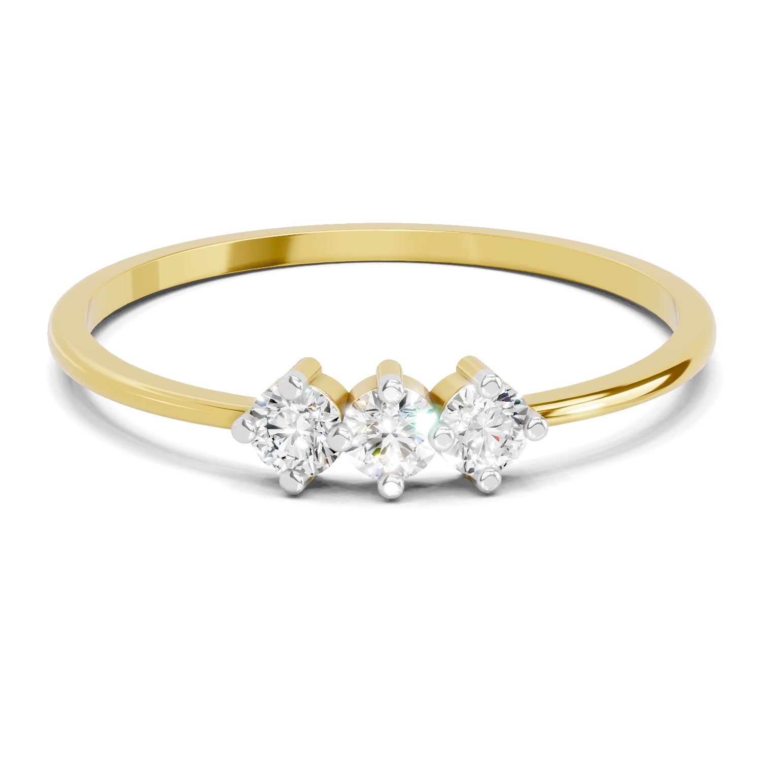0.18 Carat Trinity Spark Diamond Engagement Ring | 14K Yellow Gold