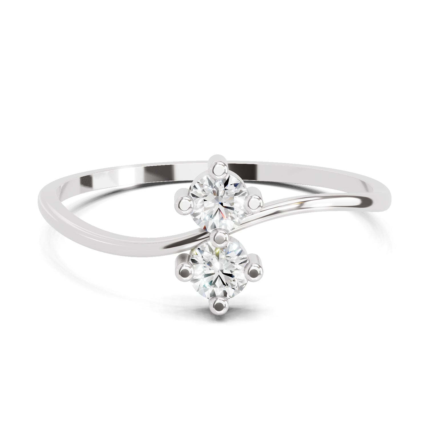 0.17 Carat Twin Flames Diamond Engagement Ring | 14K White Gold