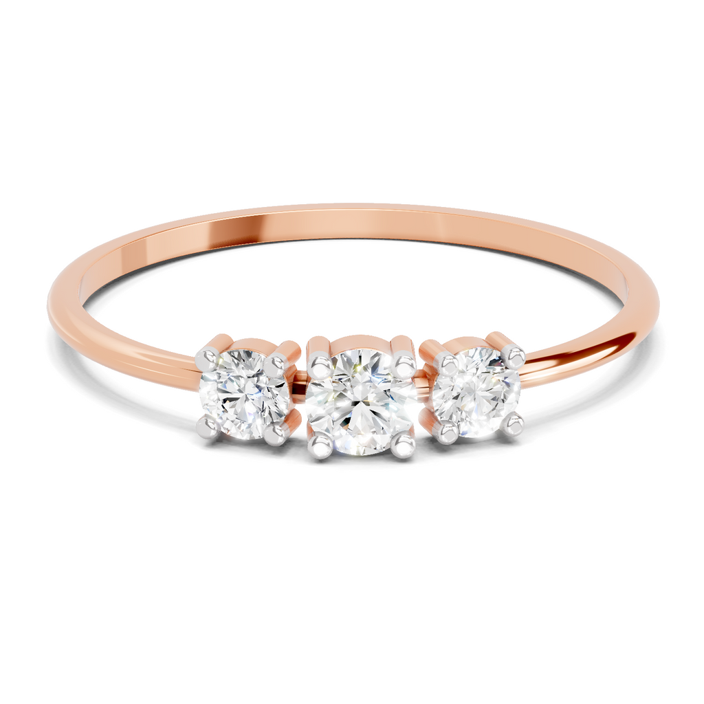 Sparkles Lab Grown Diamond 0.24 Carat Three Stone Diamond Engagement Ring | 14K Rose Gold