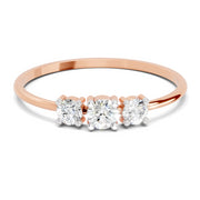0.24 Ct Three Stone Diamond Engagement Ring | 14K Rose Gold