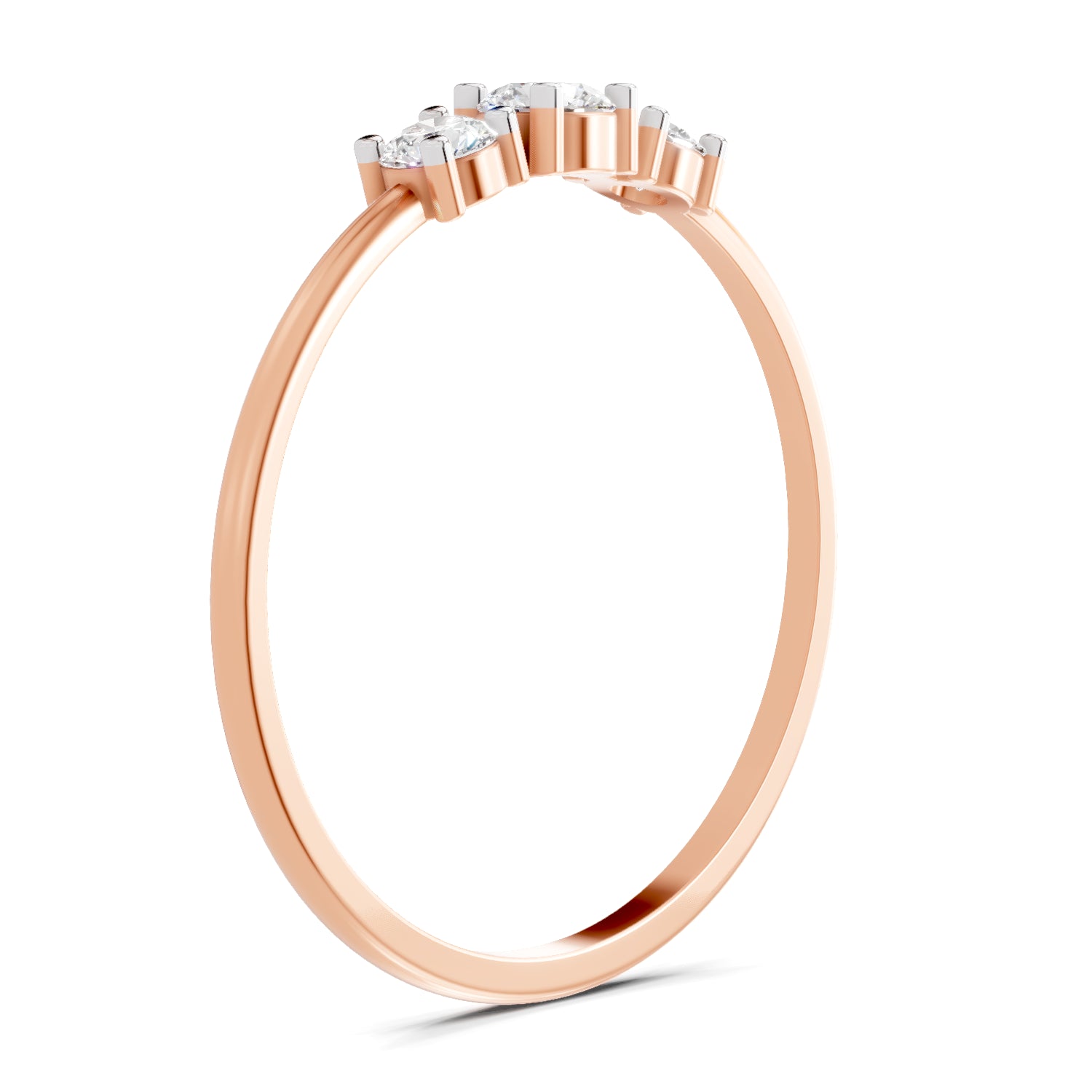 0.24 Ct Three Stone Diamond Engagement Ring | 14K Rose Gold