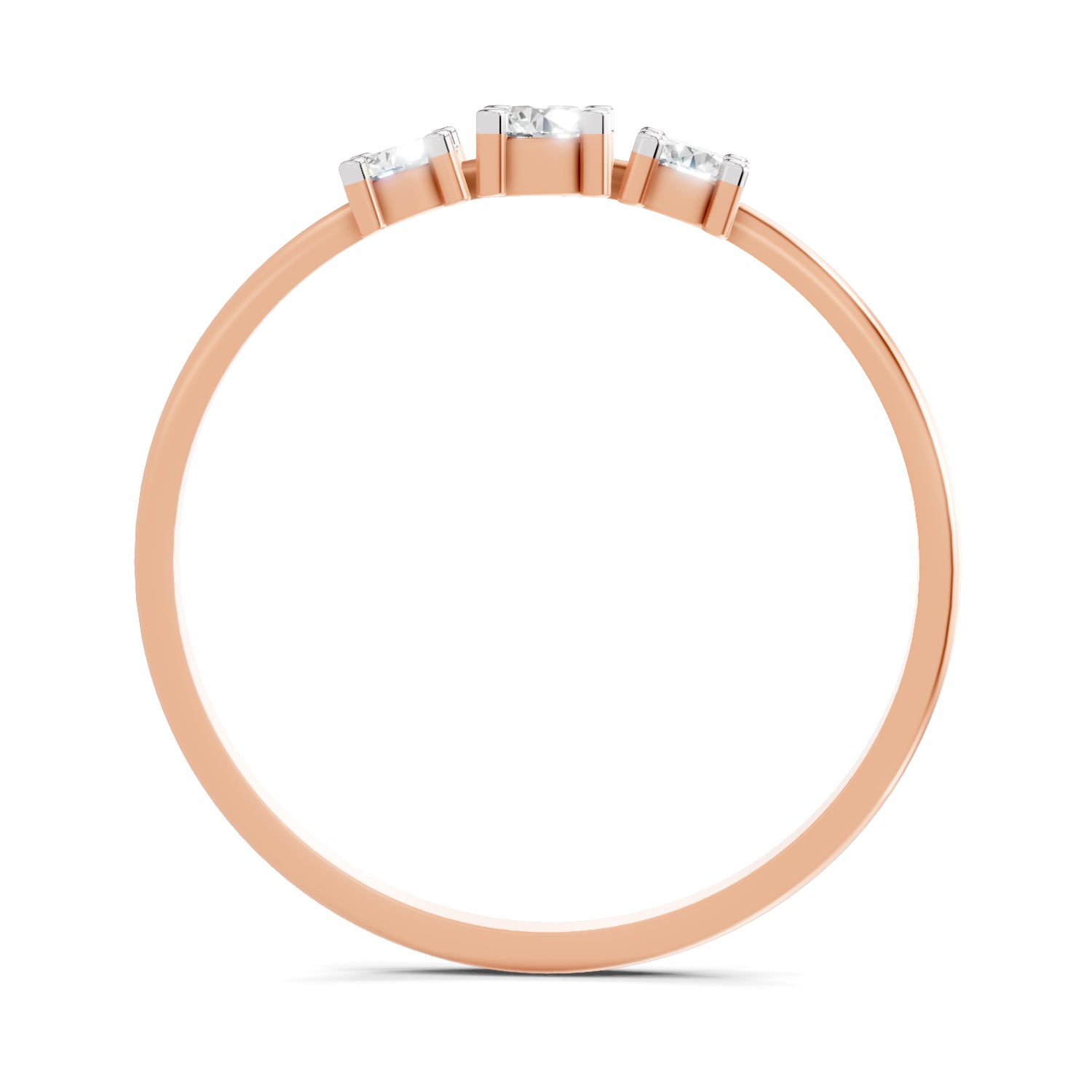 0.24 Ct Three Stone Diamond Engagement Ring | 14K Rose Gold