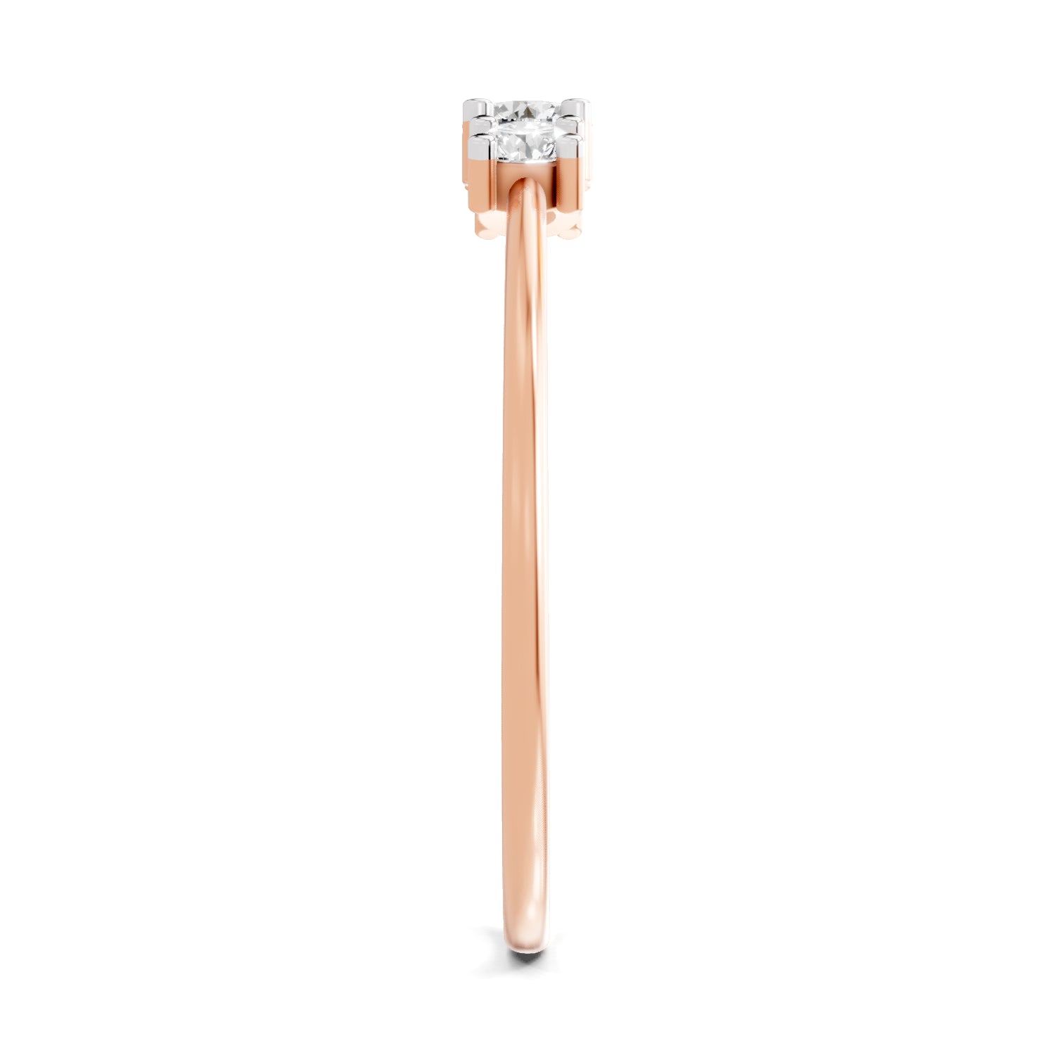 0.24 Ct Three Stone Diamond Engagement Ring | 14K Rose Gold